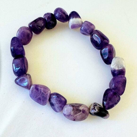 Amethyst Bracelet Stretch Bracelet One Size - Picture 1 of 5